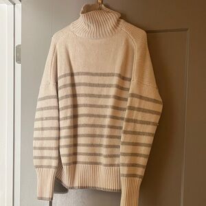 La Ligne Beige and Gray Striped Turtleneck Sweater